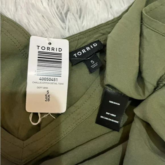 Torrid Plus Size Olive Green double V-Neck (front &back) Tank Top 5X - Picture 3 of 12